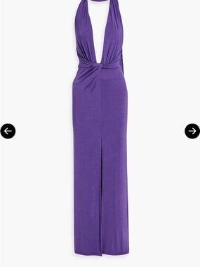 Alice + Olivia Deep Purple Halter Maxi Dress with Front Slit